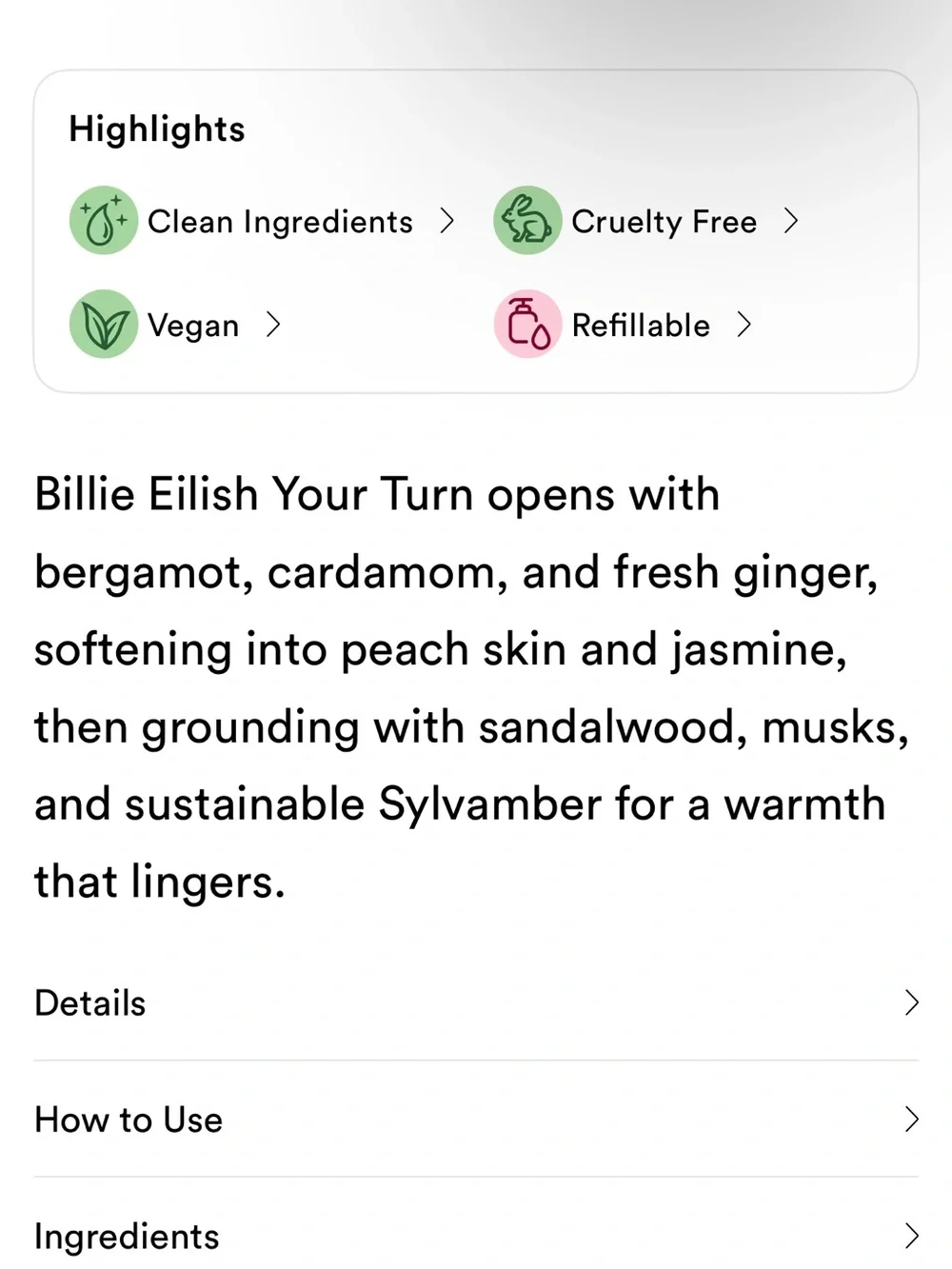 Billie Eilish Your Turn sample .33 oz
